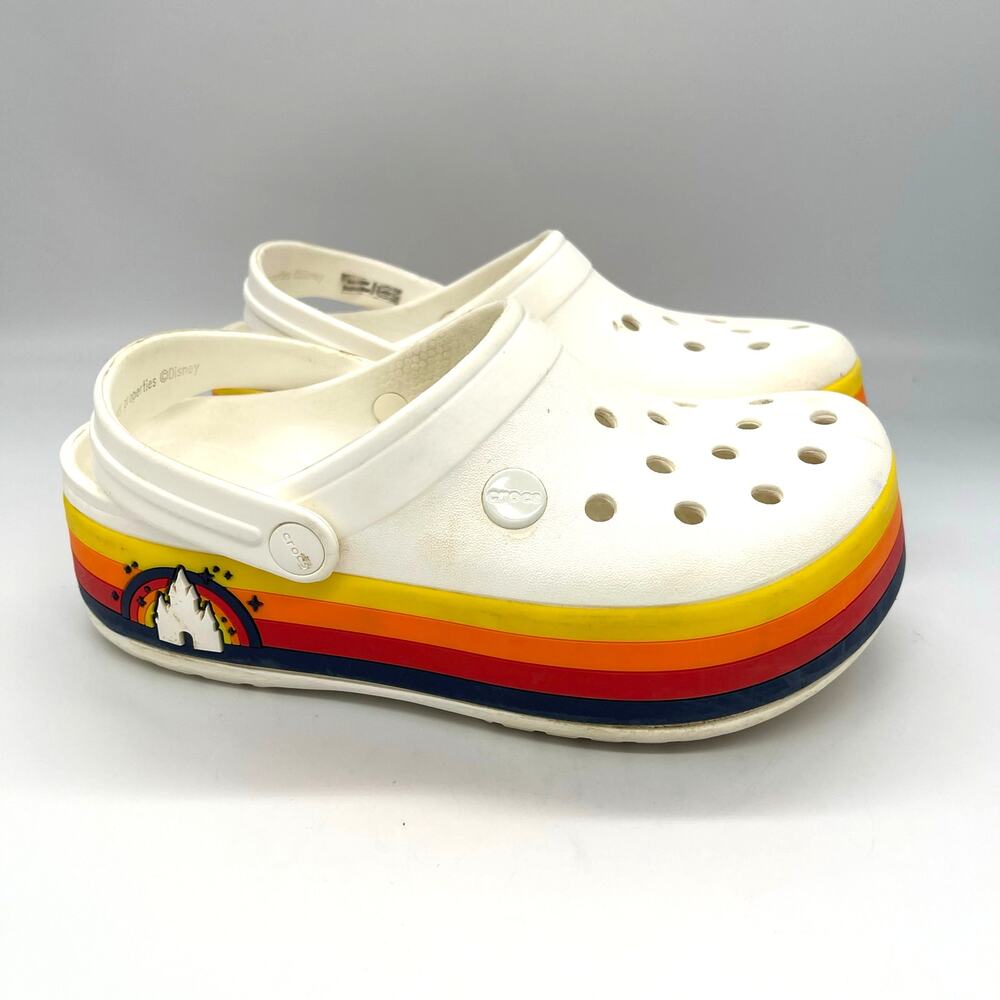 Disney Parks X Crocs Retro Platform Rainbow Unisex Clogs Jr / M Size 4 W Size 6